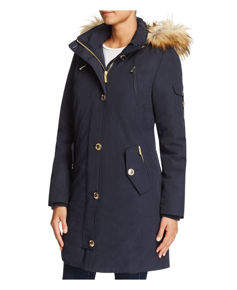 michael kors fur trim coat|michael kors military coats.